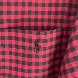 Ralph Lauren Gingham Oxford Shirt Men's L Classic Fit Long Sleeve Red Black